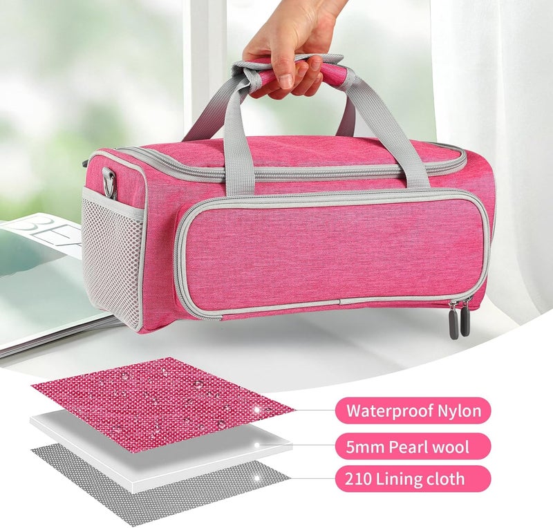 LEFORZ Carrying Case Compatible with Cricut Joy Xtra Smart Cutting Machine(13.7''L x 6.2''W x 5.9''H),Protable Storage Bag with Shoulder Strap Fits for Cricut Joy Xtra Accessories,Cricut Tools,Rose Red - Image 4